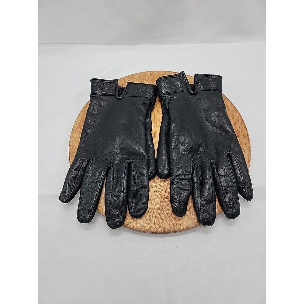 Womens Gates Genuine Leather Black Fleece Lined Gloves Size L